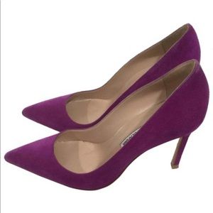 Manolo Blahnik 100mm Magenta Suede Pumps